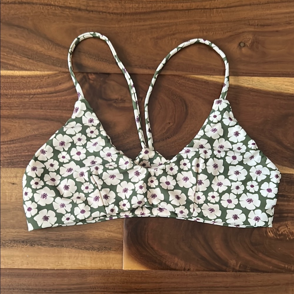 Fighting Eel Green Floral Bikini Top XS